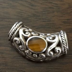 Sterling silver tiger eyes pendant